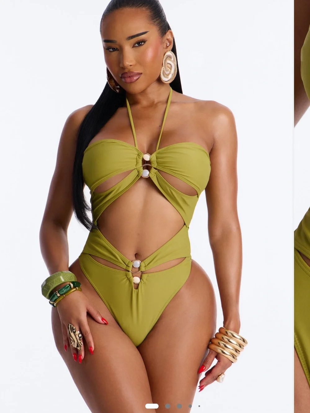 Fashion Nova paradise found cut out stones high leg one piece